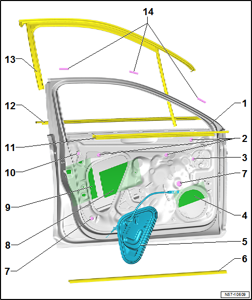 VW Passat Reparaturanleitung - Türeinbauteile - Tür vorn,  Zentralverriegelung